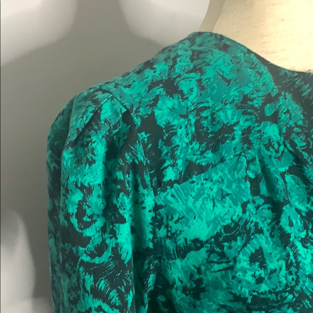 Vintage Green & Black Abstract  Blouson Dress 8 - Picture 4 of 12